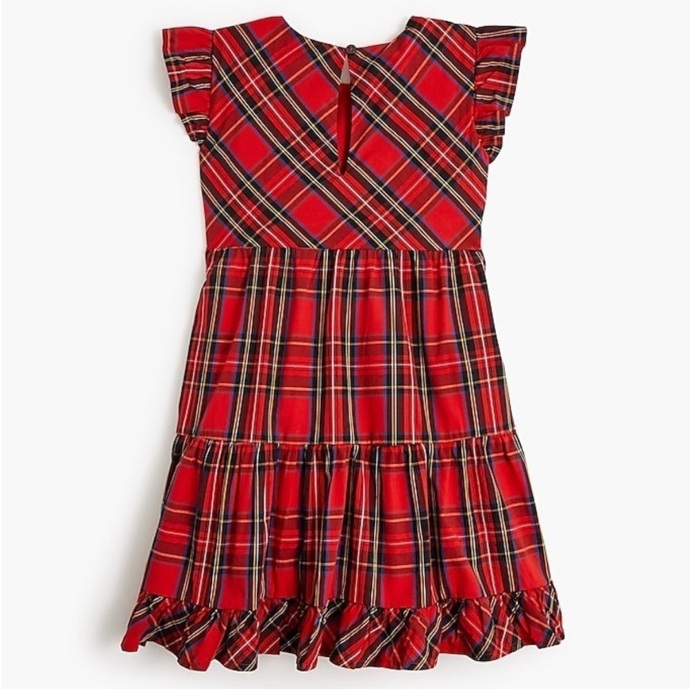 Crewcuts Girls' Tartan Ruffle Tiered Dress Holiday Christmas Plaid Sz 3 - Picture 2 of 13